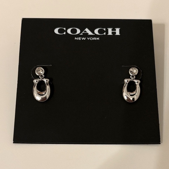 Coach Jewelry - Coach Signature C Crystal Dangle Drop Silver Tone